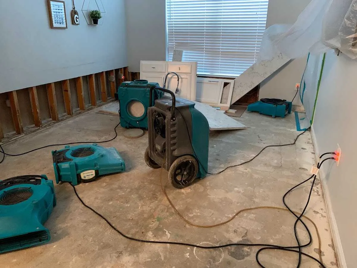 Dehumidifier in flood-cut room for Water Extraction & Removal in Tomball
